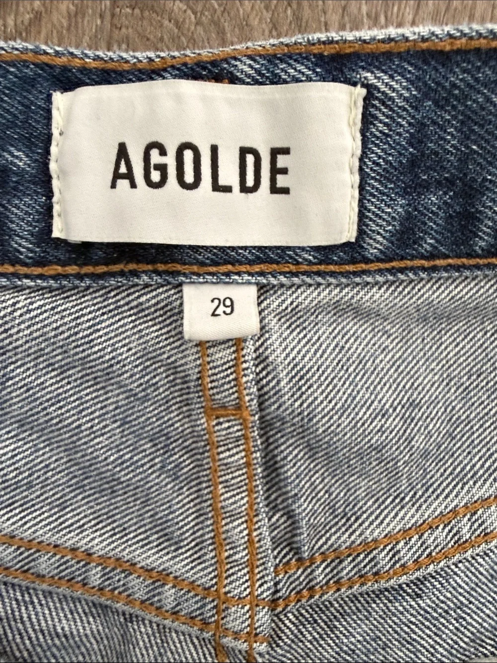 Agolde Vintage Parker Long Frayed Hem Denim Shorts
